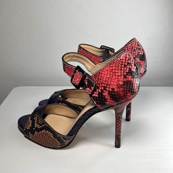 Vince Camuto Ankle Strap Multi-Color Retro Python Snakeskin Heels 7.5 Sessen - Picture 7 of 16